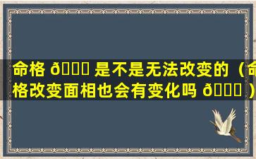 命格 🐞 是不是无法改变的（命格改变面相也会有变化吗 🐕 ）